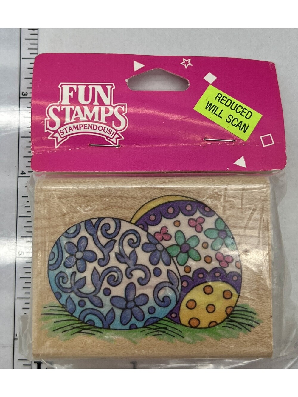 Vintage Stampendous H104 Painted Eggs Easter Wood Rubber Stamp New Old Stock